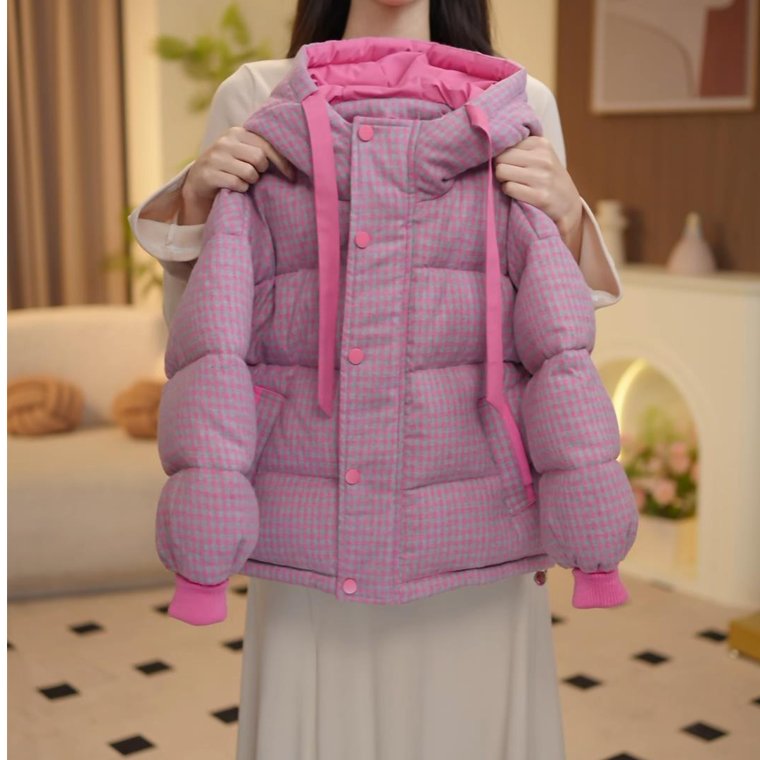 波波鹅女童棉服外套女孩面包服冬装2025新款儿童加厚棉衣--Y6147