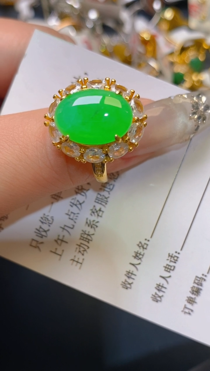 【闪购商品】翡翠耳饰银S925镶嵌天然A货翡翠1