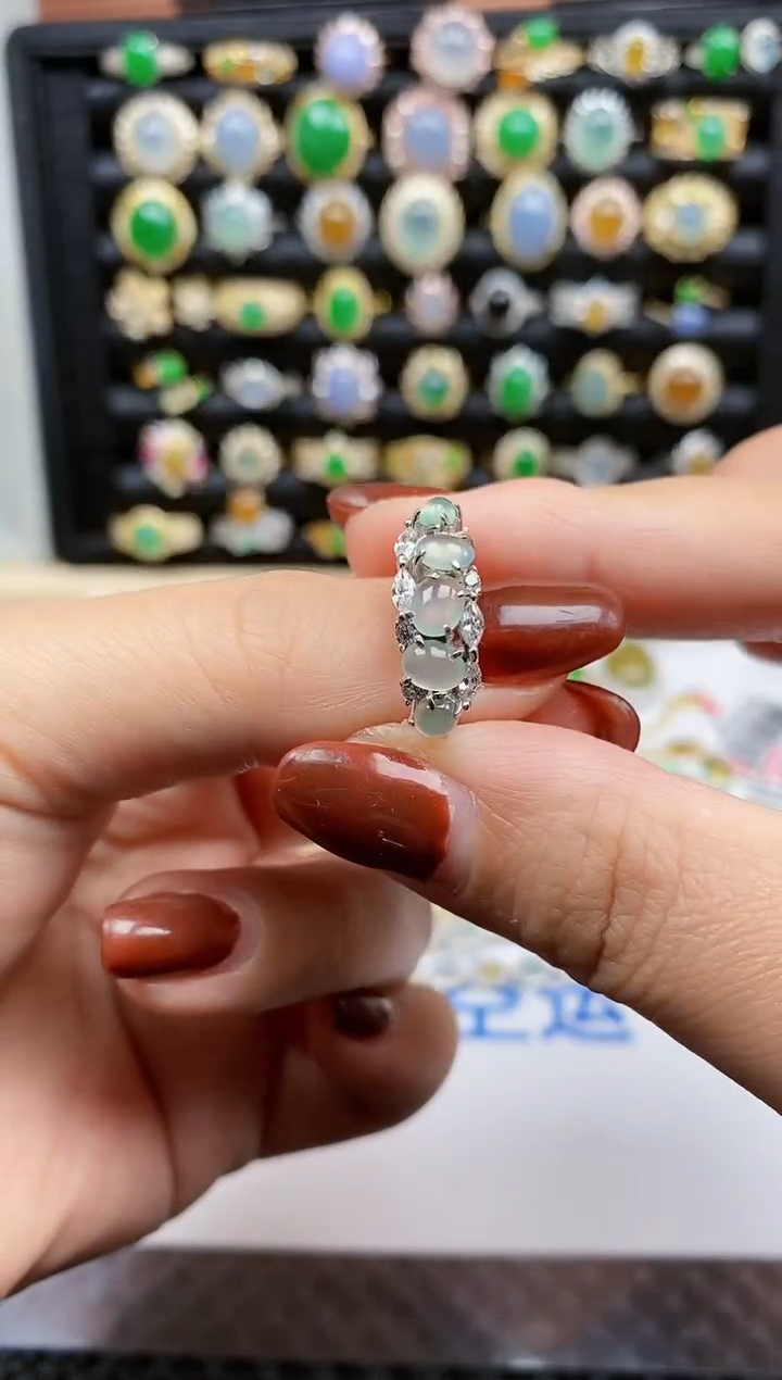 银S925镶嵌戒指翡翠299