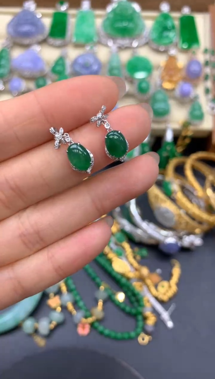 【闪购商品】翡翠耳饰18K金镶嵌368-中国好珍宝