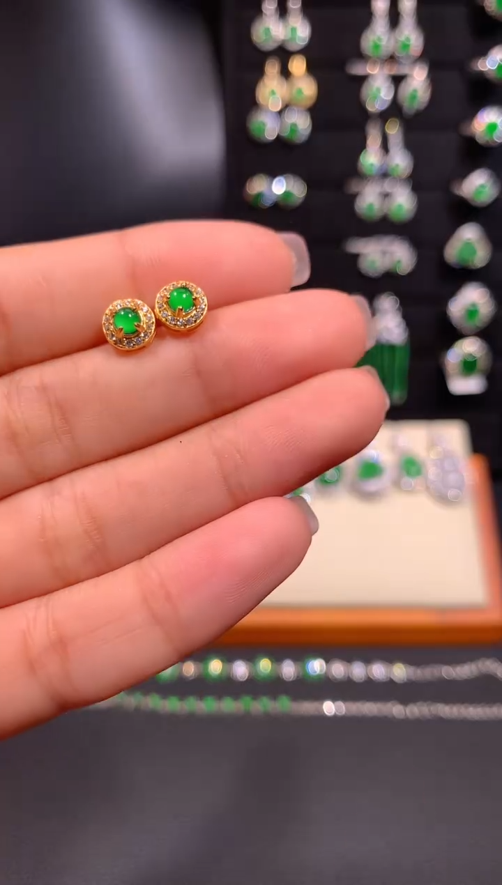 【闪购商品】翡翠耳饰银S925镶嵌多样性