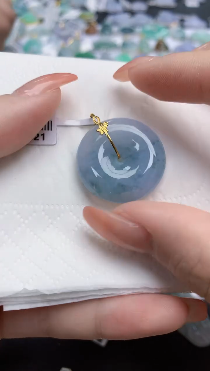 【闪购商品】翡翠颈饰18K金镶嵌天然缅甸翡翠A货