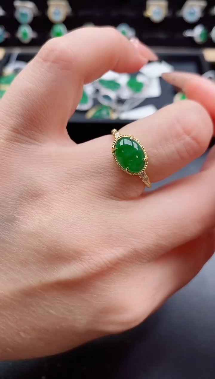 银S925镶嵌戒指翡翠1