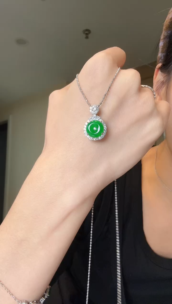 【闪购商品】翡翠吊坠(不含链)银S925镶嵌天然翡翠吊坠3