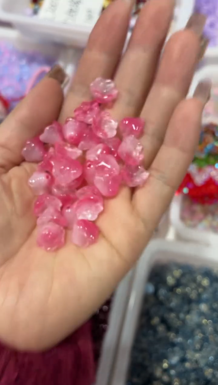 玻璃22011铃兰花100颗装粉色