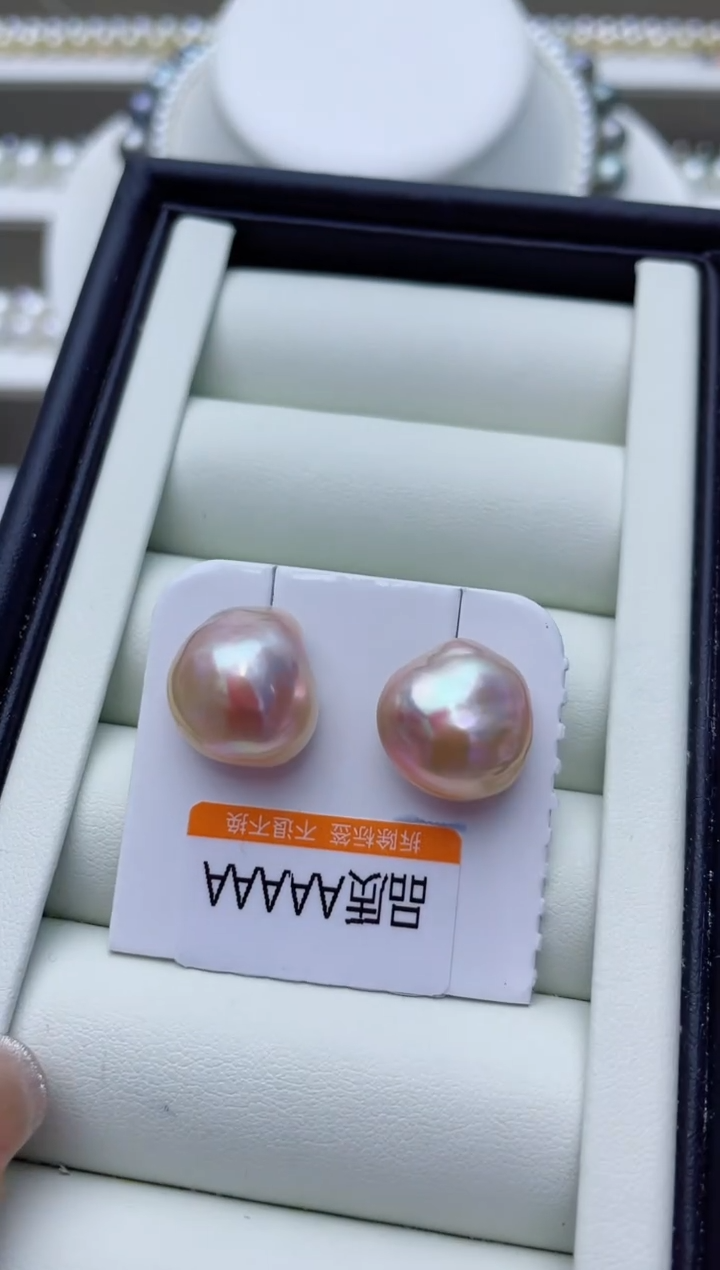 耳饰银S925镶嵌拼合珍珠（马贝珠）W35