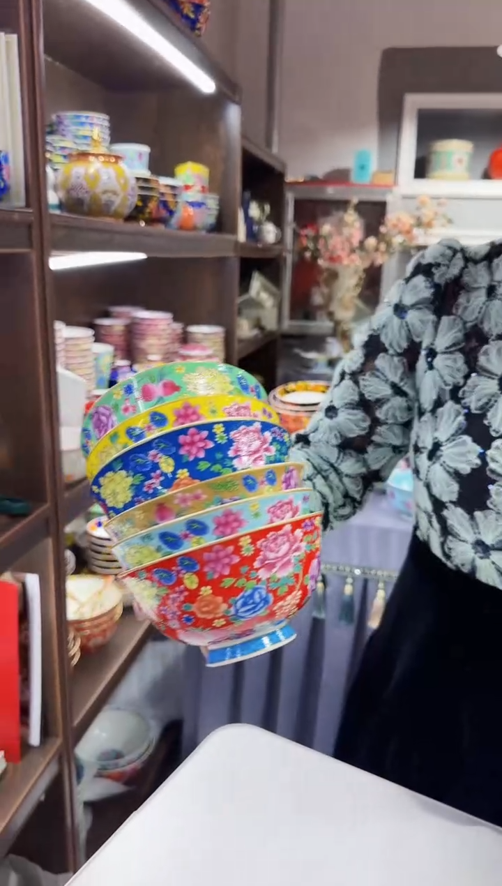 珐琅4.5英寸饭碗6个景德镇餐具