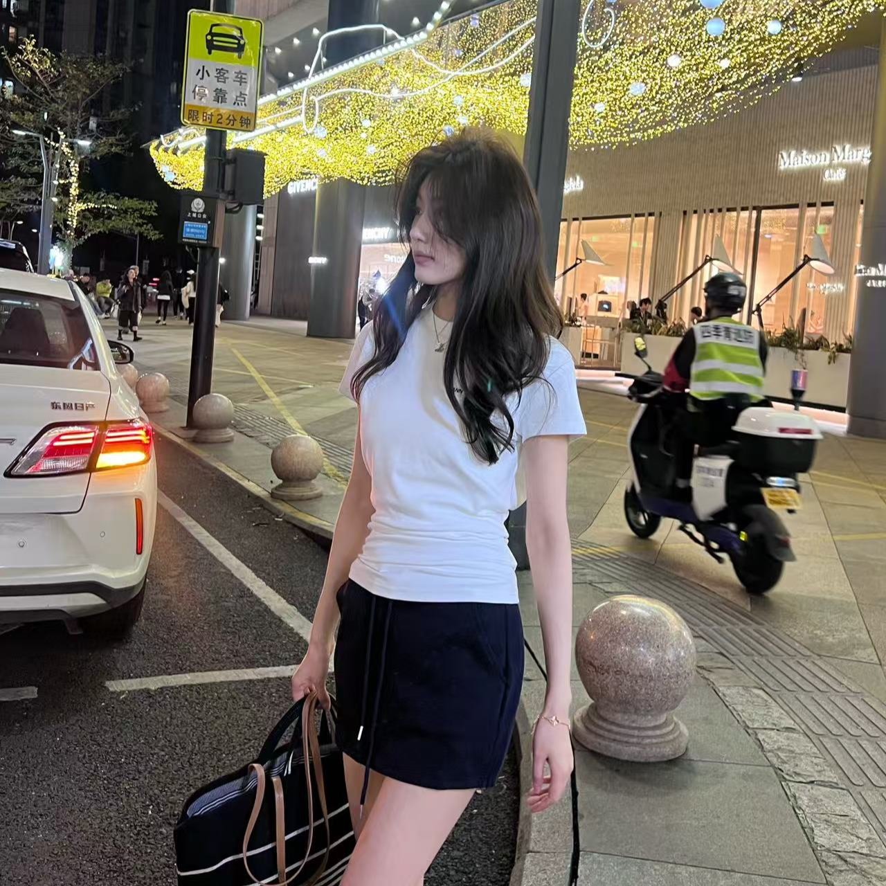 【孙钰颍】纯色短款短袖辣妹风圆领高腰T恤修身有弹力洋气夏季