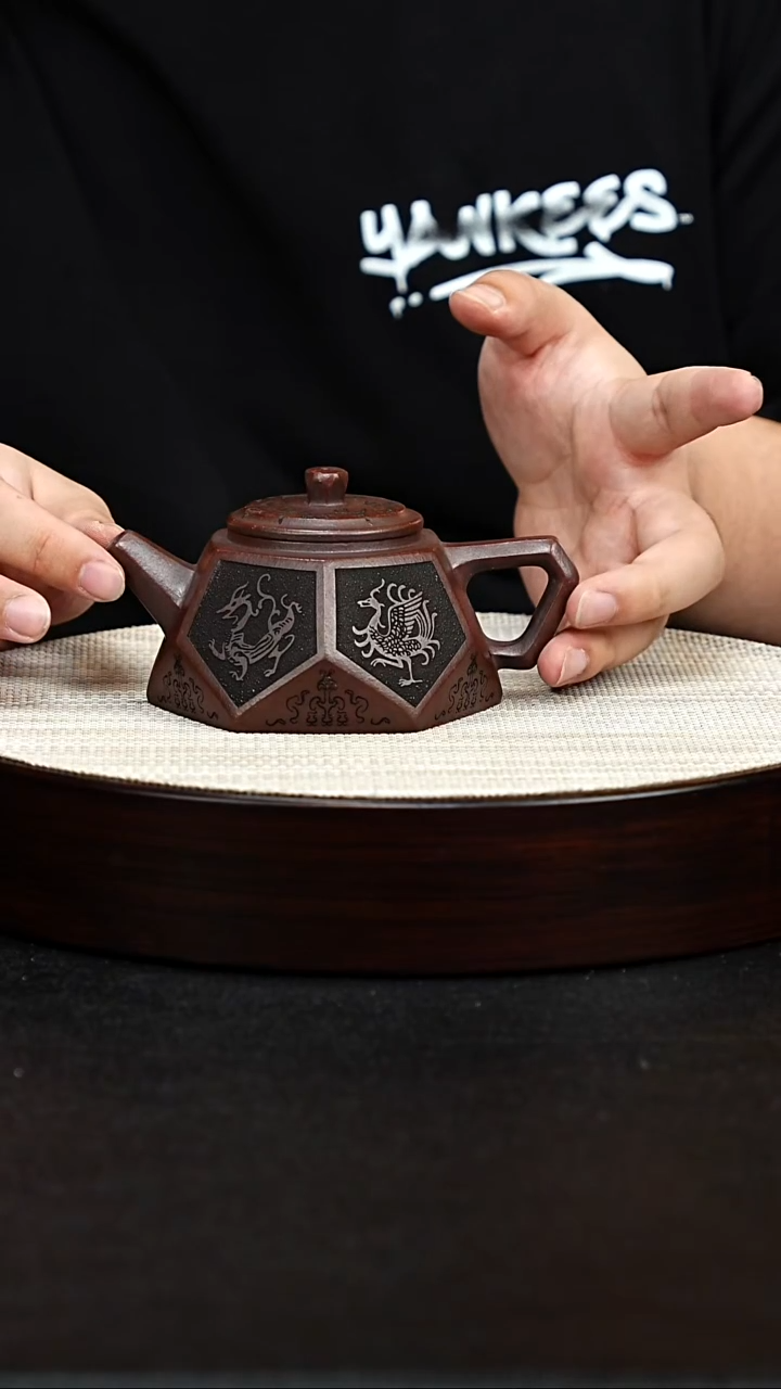 茶壶紫砂宜兴原矿纯手工紫砂 钻石壶