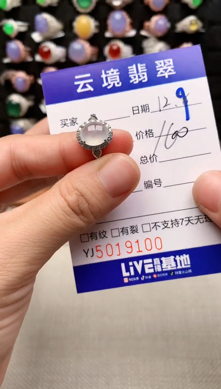 银S925镶嵌戒指翡翠9100