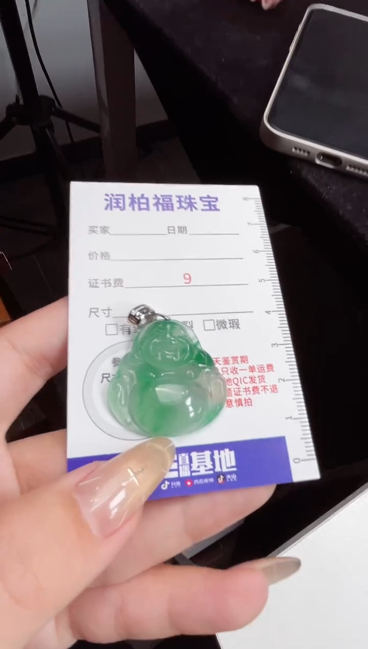 吊坠(赠链)银S925镶嵌石英质玉（非洲翠）24.530佛公