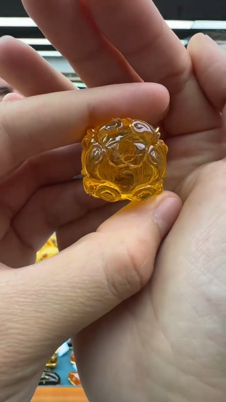 【闪购商品】琥珀戒指银S925镶嵌31秒拍号