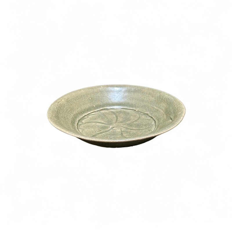 龙泉青瓷青花云纹盏托手工艺品