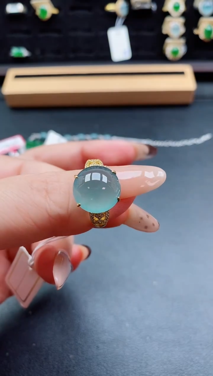 银S925镶嵌戒指翡翠1