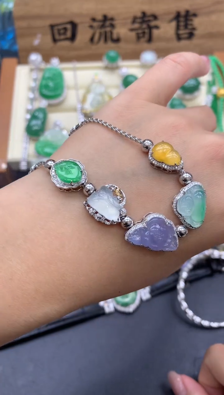 【闪购商品】翡翠手串18K金镶嵌646-中国好珍宝