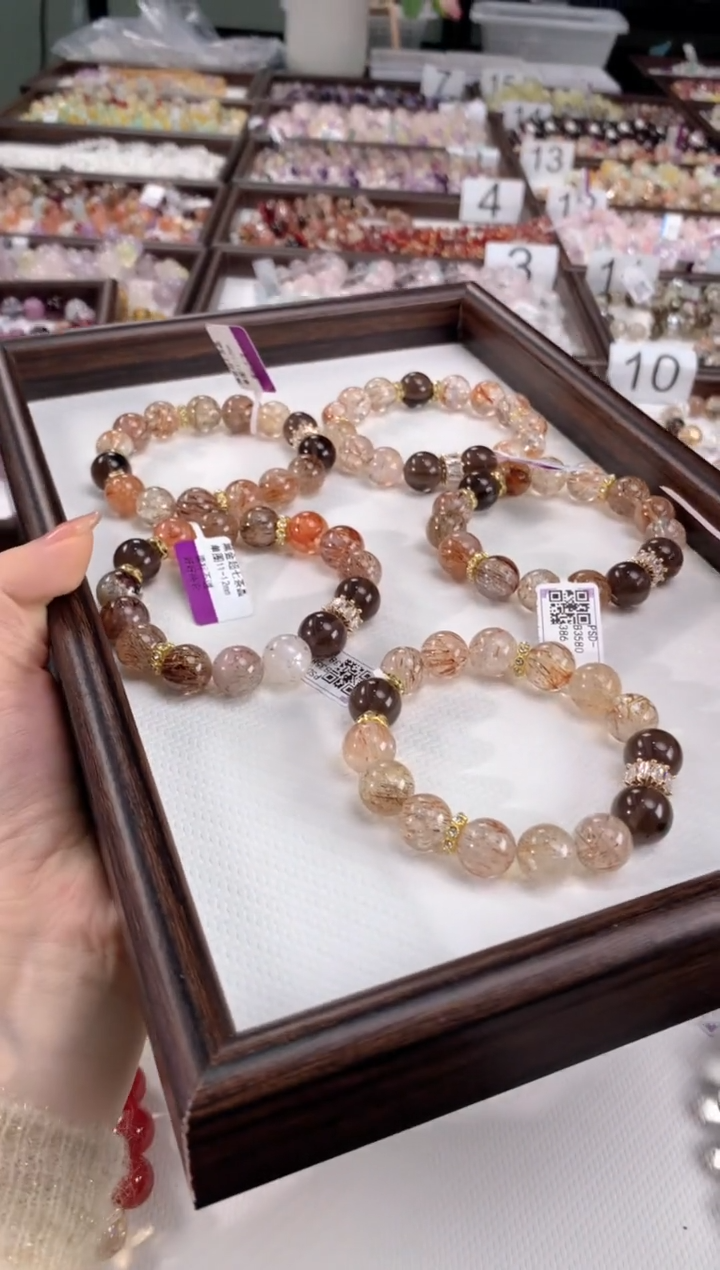 未镶嵌手链水晶黑金超七茶晶