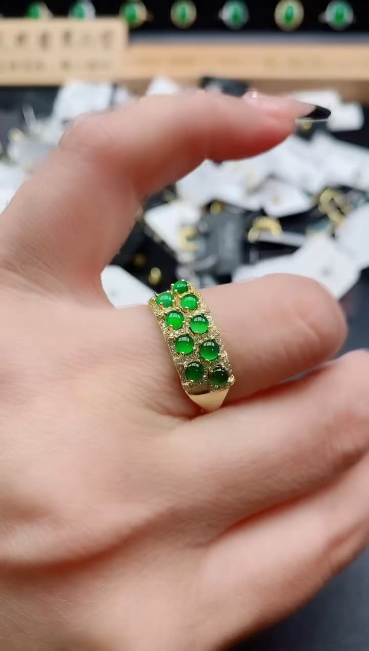 银S925镶嵌戒指翡翠1