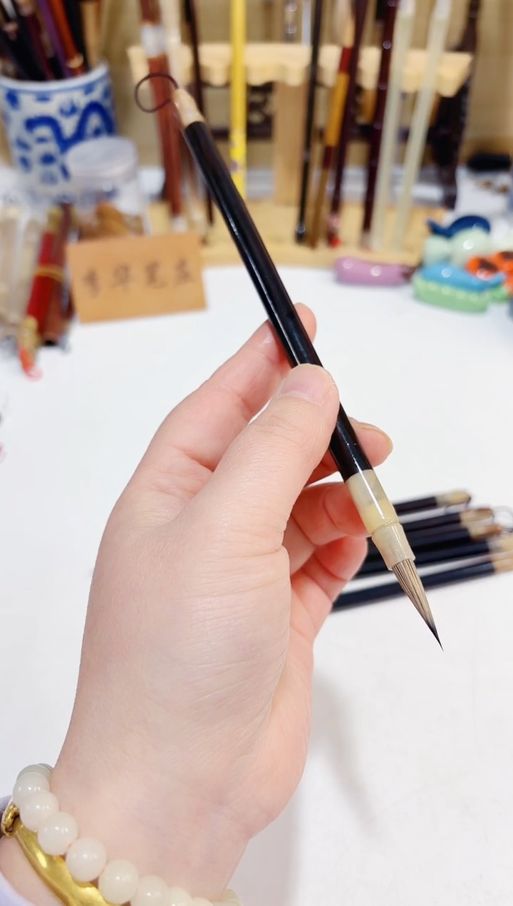 黑檀牛角百纯兔毫毛笔1支 出锋2.3 口径0.5 试墨不售后