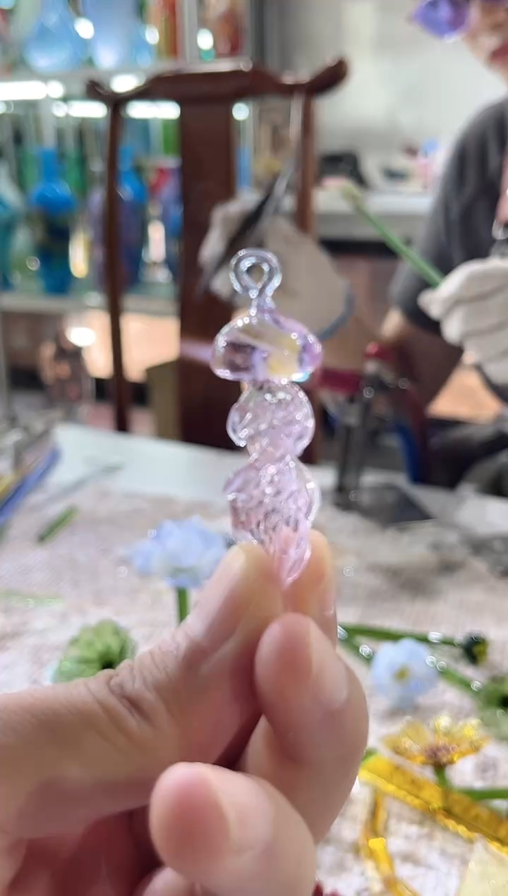 琉璃手工艺品水母吊坠耳饰