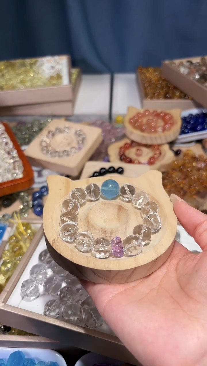 未镶嵌手串水晶芳****^S73海蓝宝diy菠萝珠手串拍10件