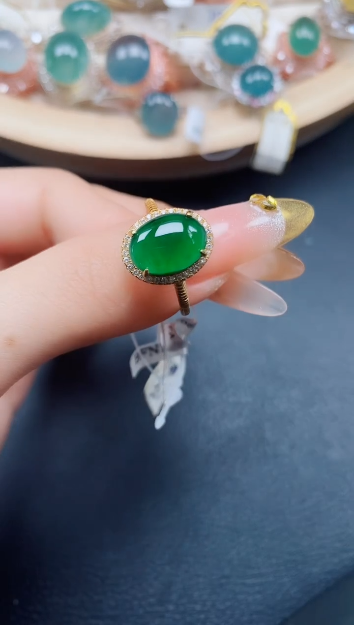 【闪购商品】翡翠戒指银S925镶嵌翡翠