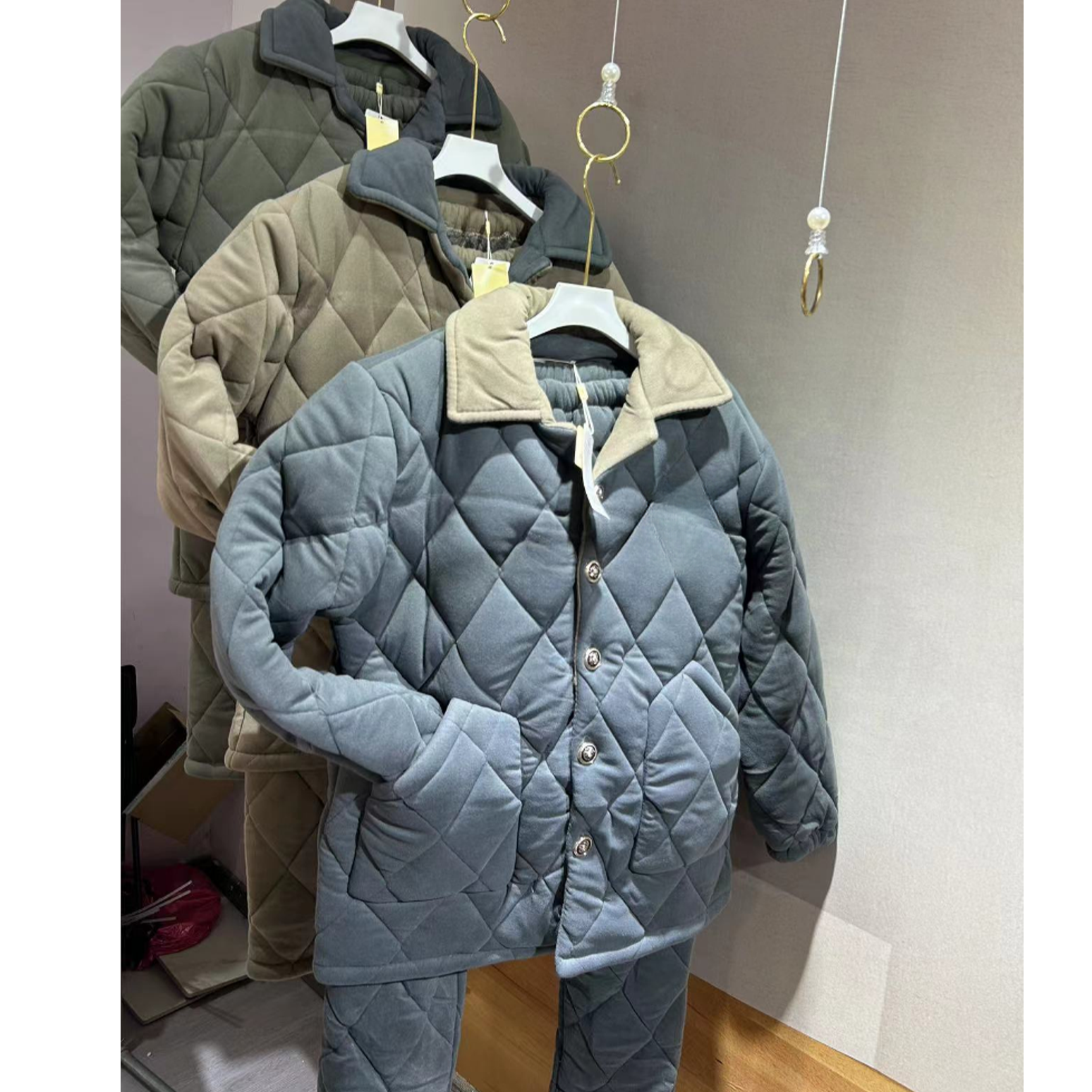 6812冬季加绒加厚睡衣长袖男款套装
