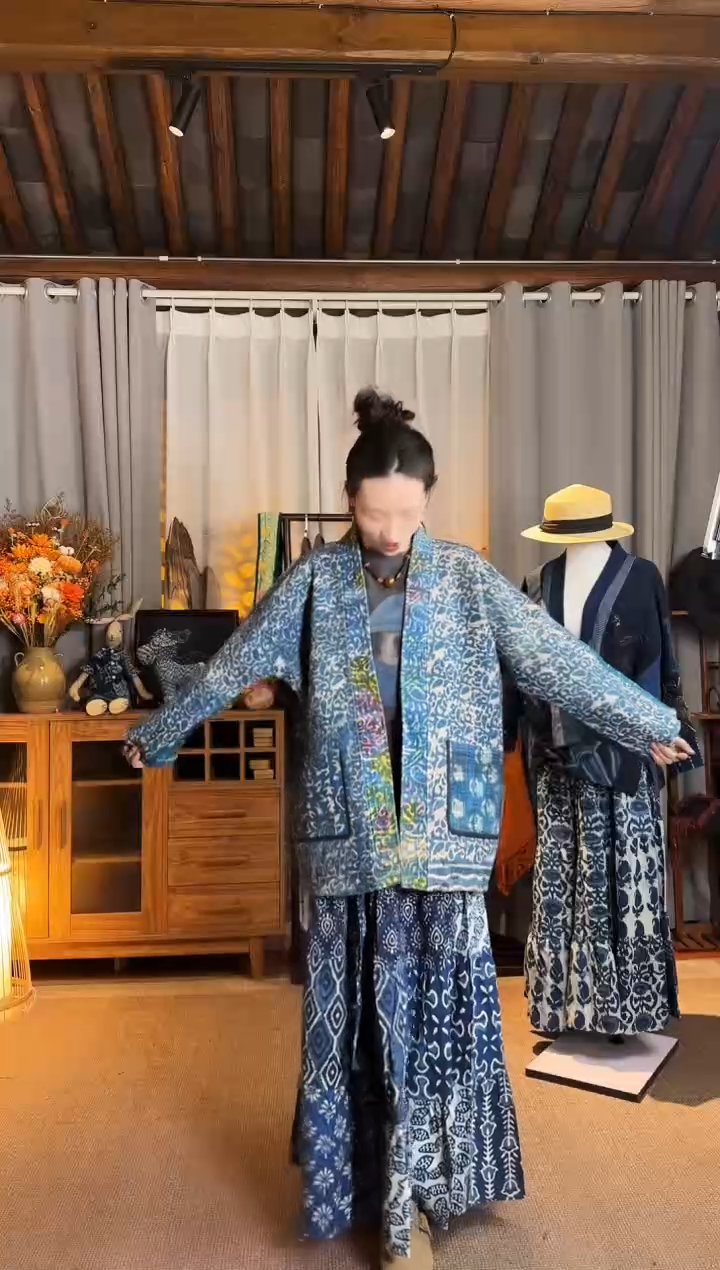 【闪购商品】设计师款蓝古布外套