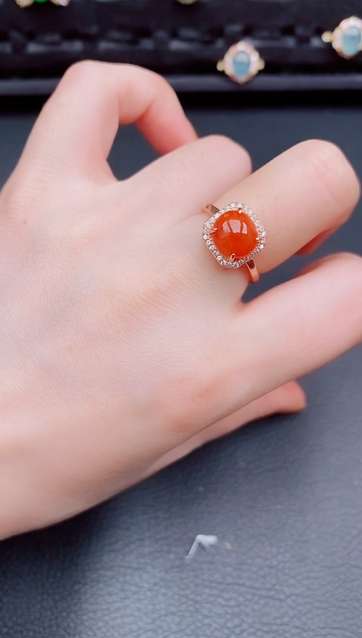 【闪购商品】翡翠戒指银S925镶嵌天然a货翡翠200