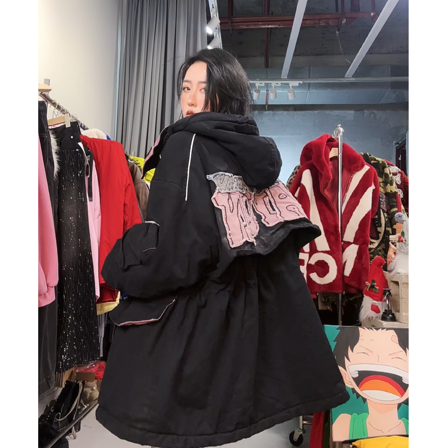 微瑕疵（NO退还) 加毛绒牛仔刺绣水洗大棉袄