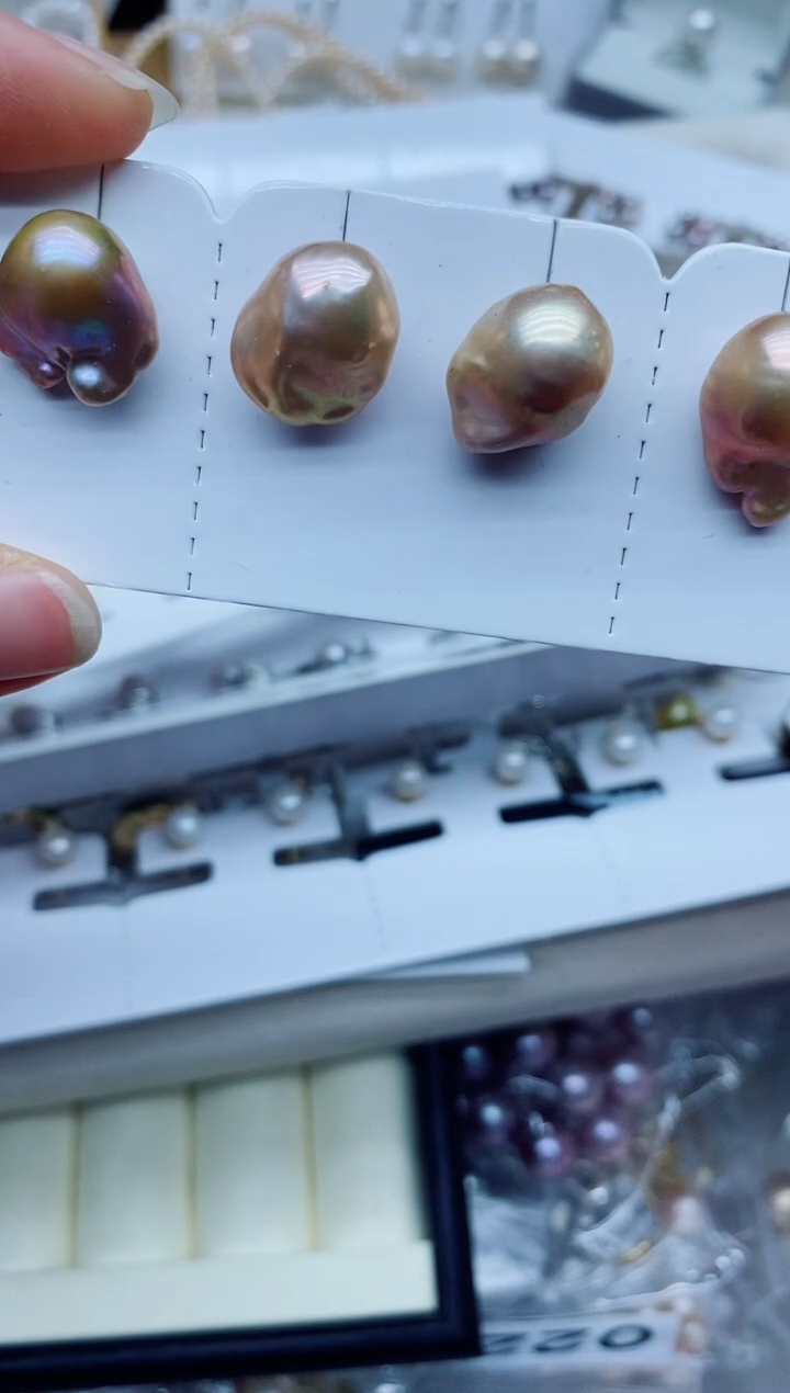 银S925镶嵌耳饰淡水珍珠耳钉多样性发其一