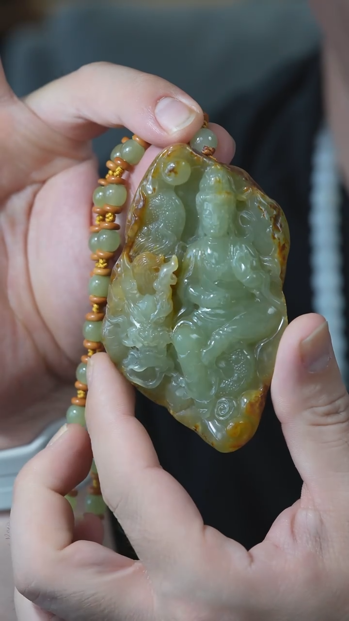 和田玉未镶嵌颈饰观音