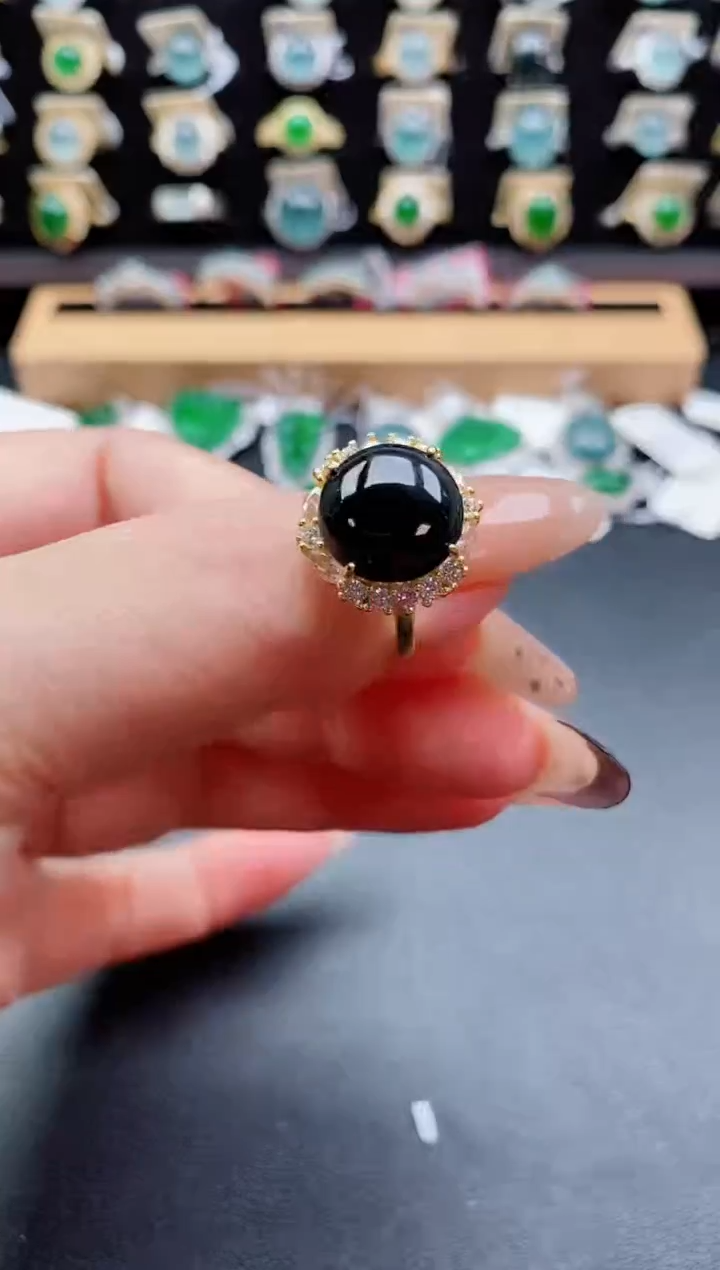 银S925镶嵌戒指翡翠1