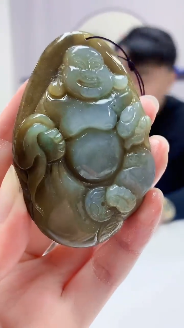 定制翡翠未镶嵌5060zm-毛货挂件佛公74