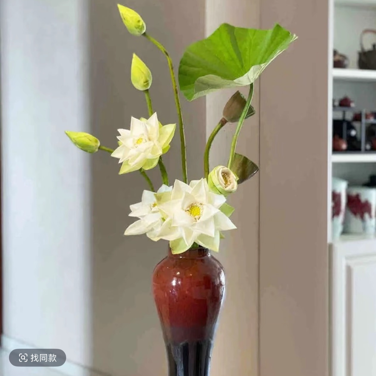 【顺丰空运次日达】白玉荷花 三枝白玉荷花 现采鲜切荷花带杆水培荷花次日达 今天拍明天到 荷花同城配送