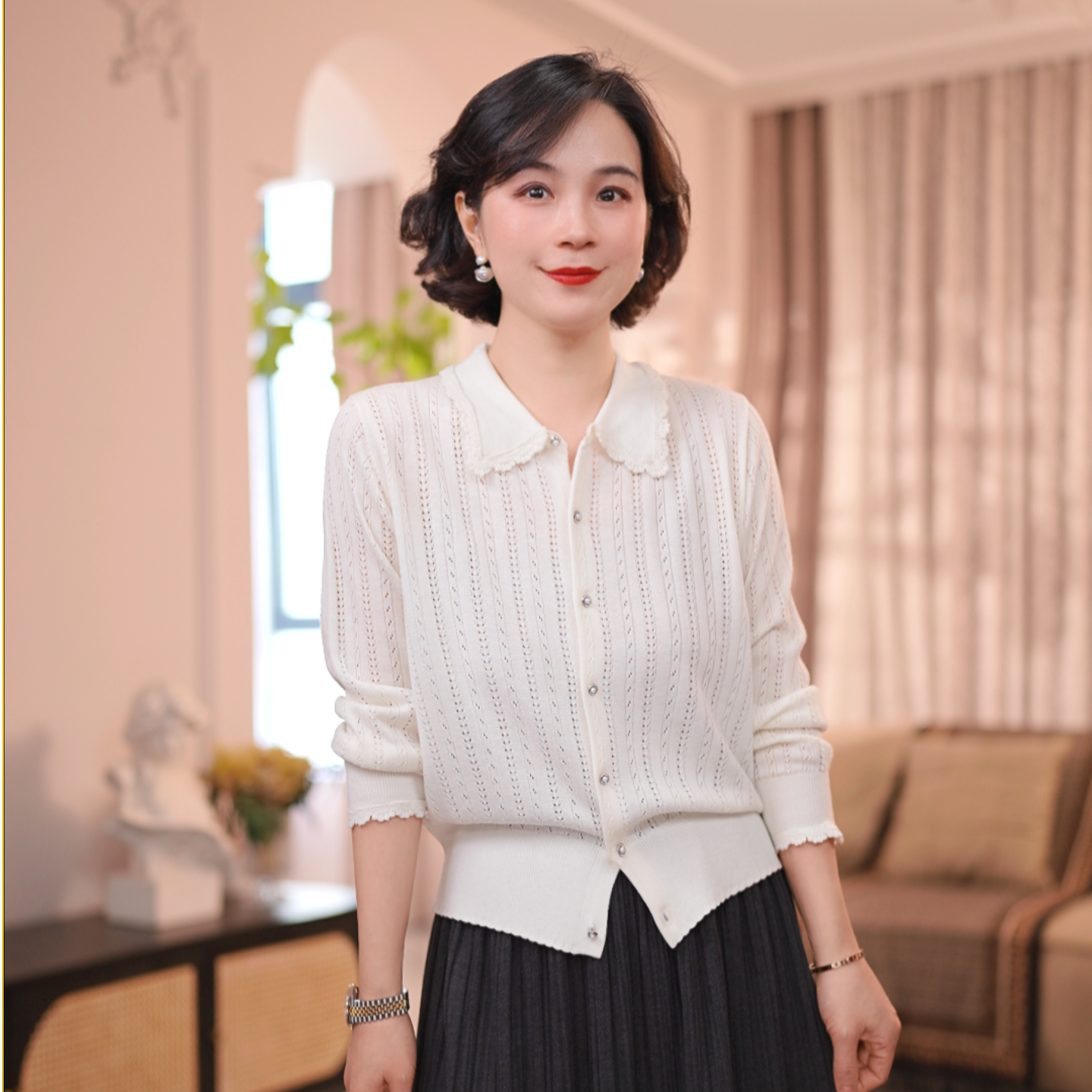 LVMU/吕木春秋衬衫开衫款长袖女装气质毛针织衫#DQ7280