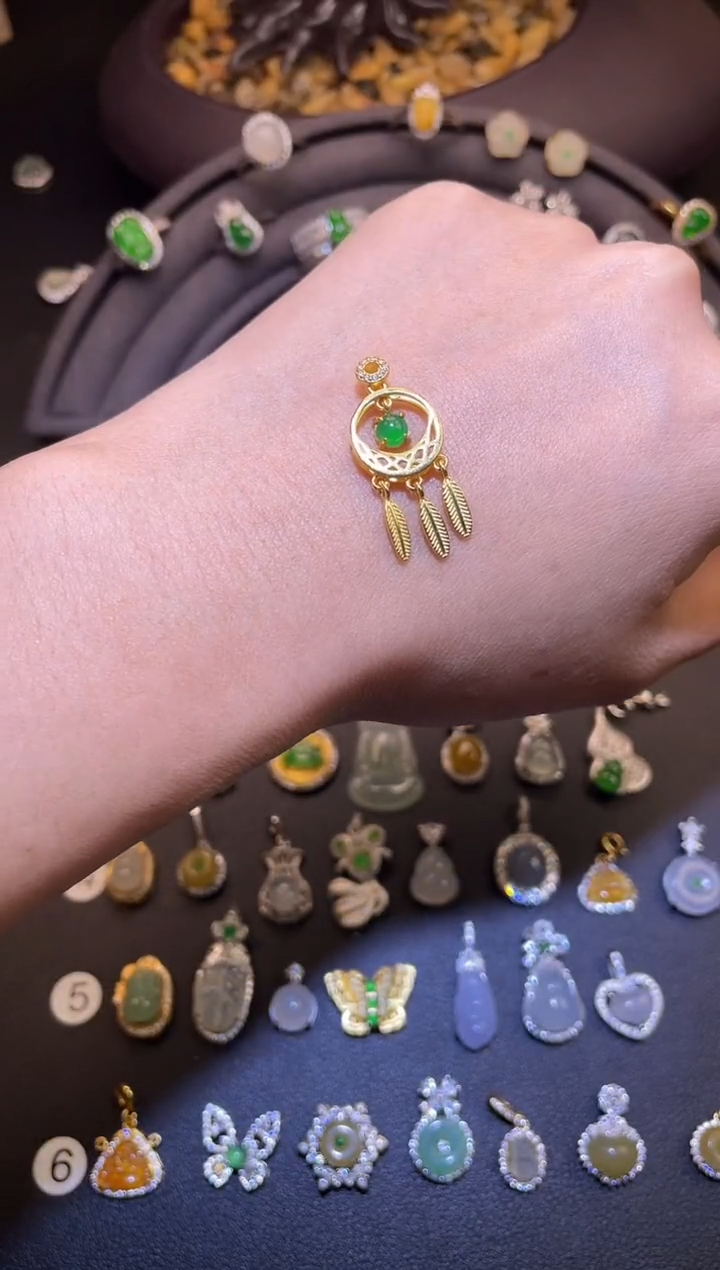 吊坠(不含链)银S925镶嵌翡翠1