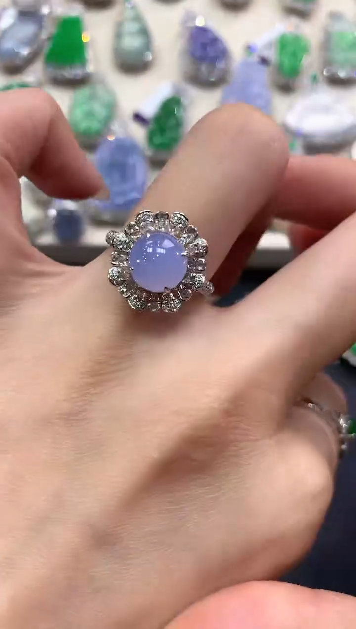 【闪购商品】翡翠戒指18K金镶嵌 q41紫货有色差