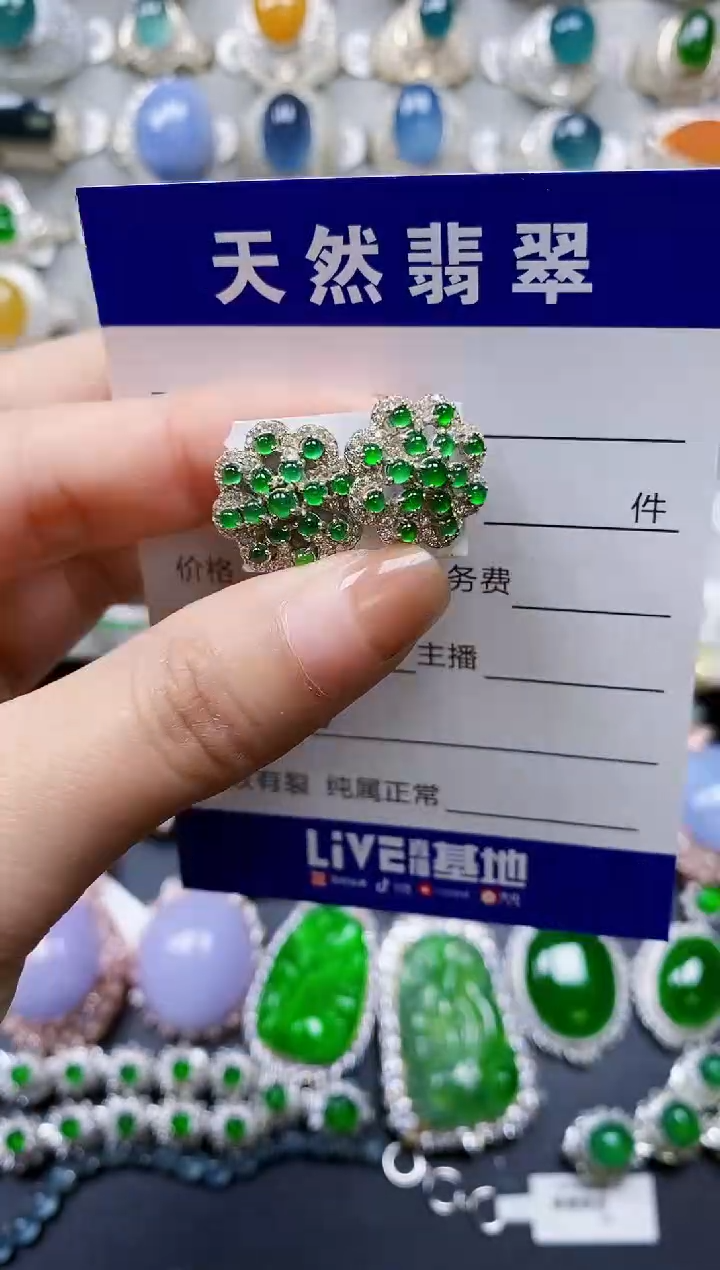 【闪购商品】翡翠耳饰银S925镶嵌0176