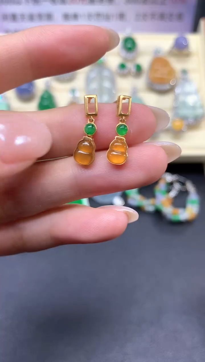 【闪购商品】翡翠耳饰18K金镶嵌耳饰|1900+190