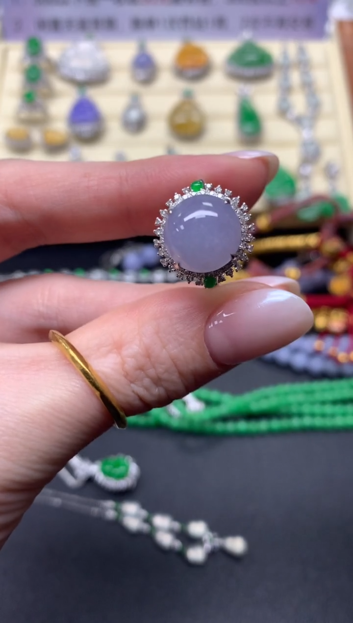 【闪购商品】翡翠戒指18K金镶嵌戒指|3500+350