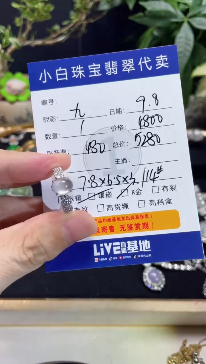 吊坠(不含链)18K金镶嵌翡翠九*戒指