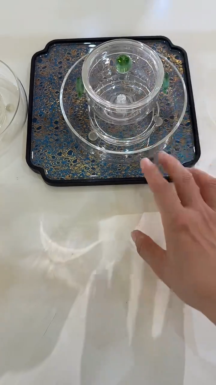 清**合玉见高山流水知己绿泡茶器