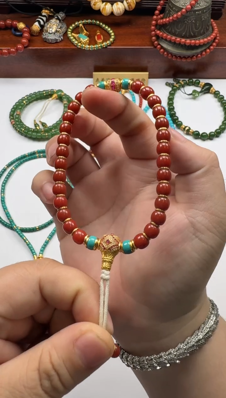 【闪购商品】南红玛瑙手串手串18K金镶嵌手串手串