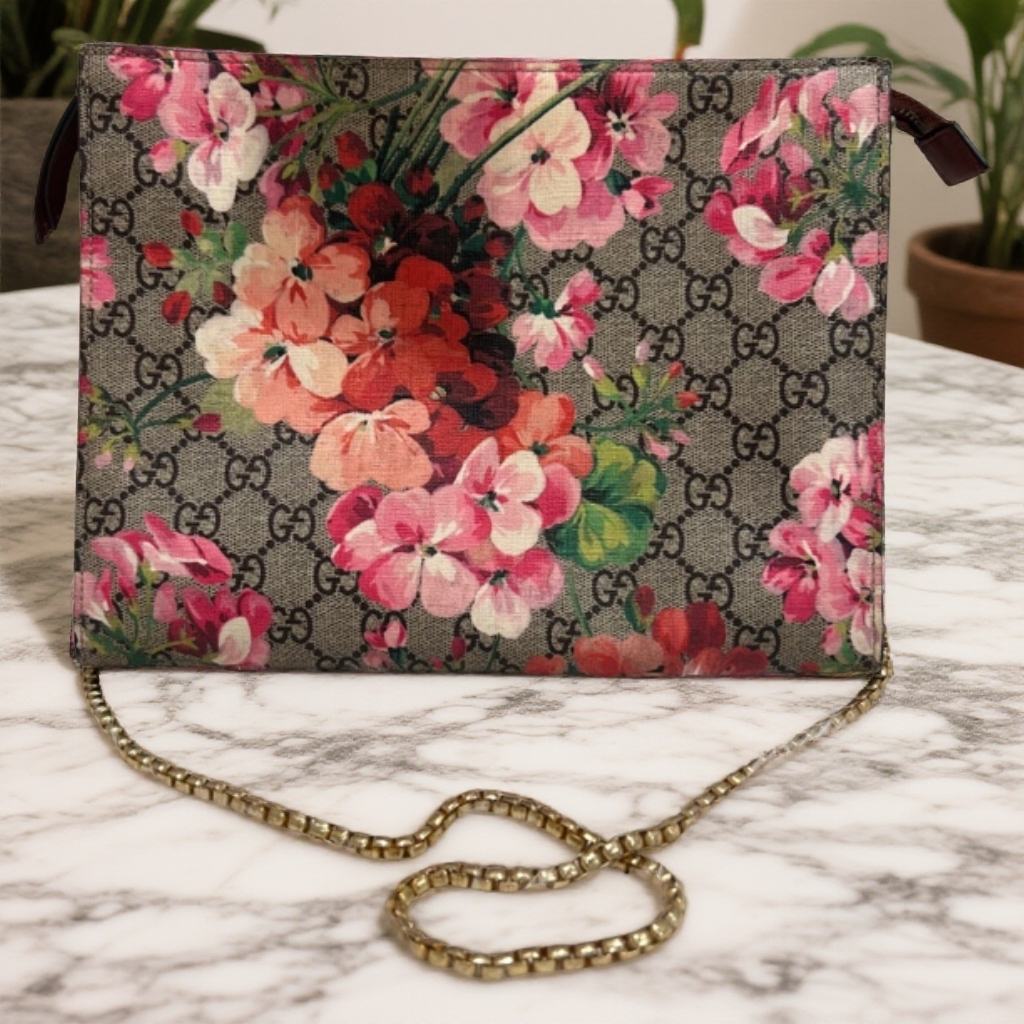 95新 GUCCI/古驰 Gucci古驰天竺葵花洗漱包014702
