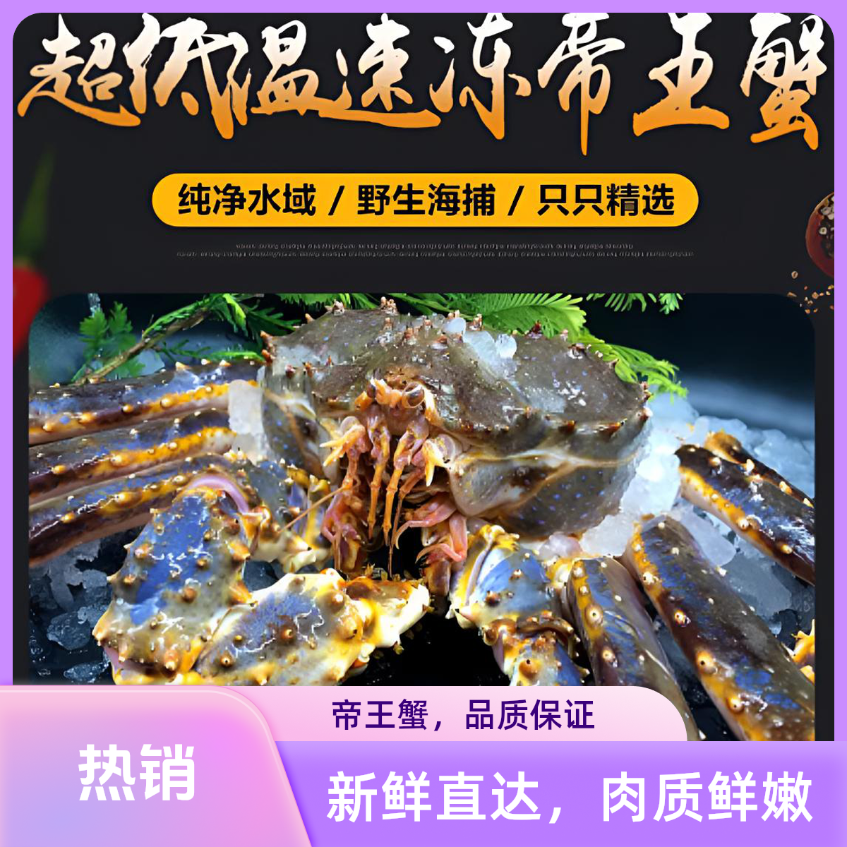 活冻俄罗斯帝王蟹海鲜水产新鲜深海饱满鲜美大螃蟹皇帝蟹面包蟹肉