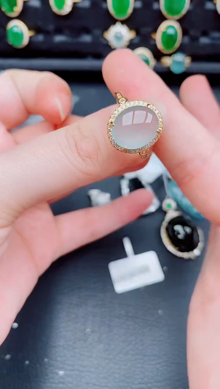 【闪购商品】翡翠戒指银S925镶嵌天然a货翡翠409