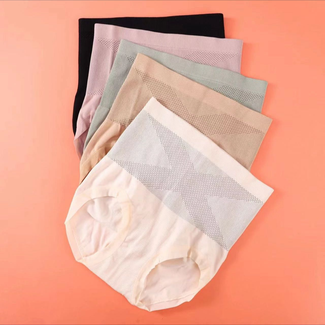 黑绷带内裤五条装高腰高弹力裤