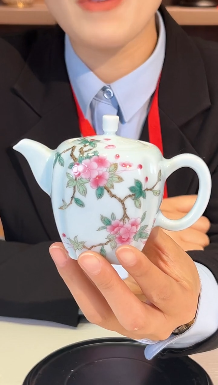 【闪购商品】壶景德镇陶瓷粉彩桃花茶壶
