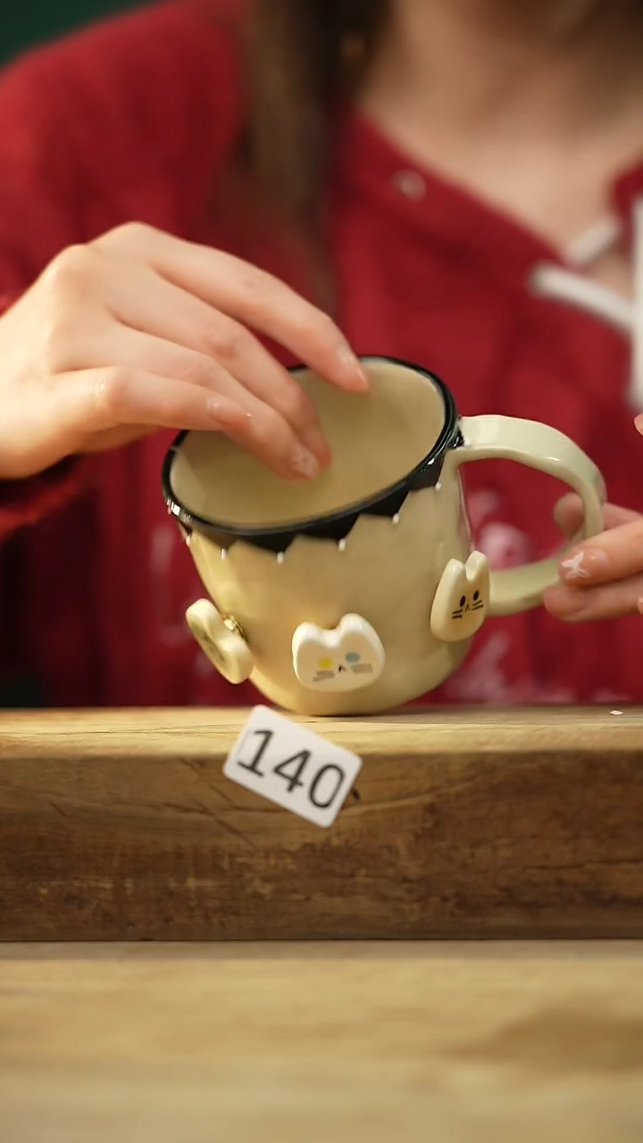 【闪购商品】瓷片新品！设计师手捏转纽小猫/咖啡杯