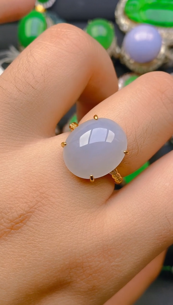 【闪购商品】翡翠戒指银S925镶嵌天然A货翡翠1